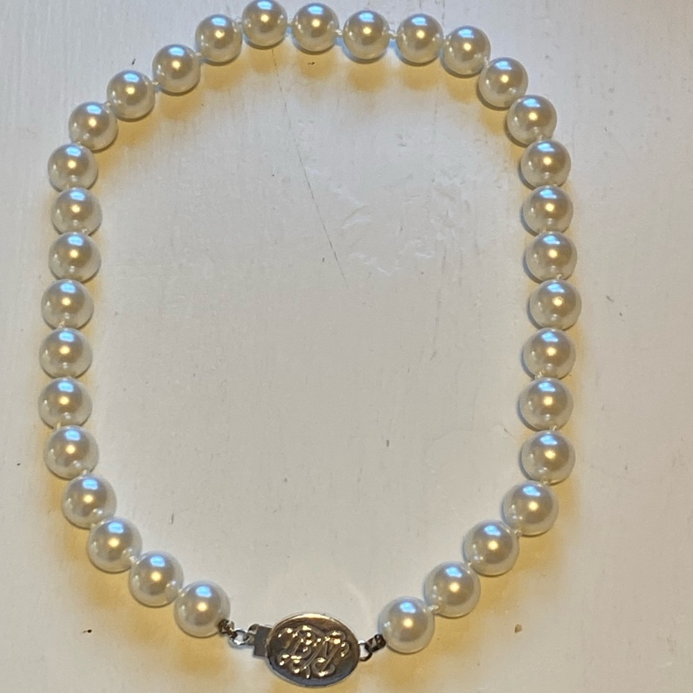 Vintage Faux Pearls Chocker Bridal Necklace 15”